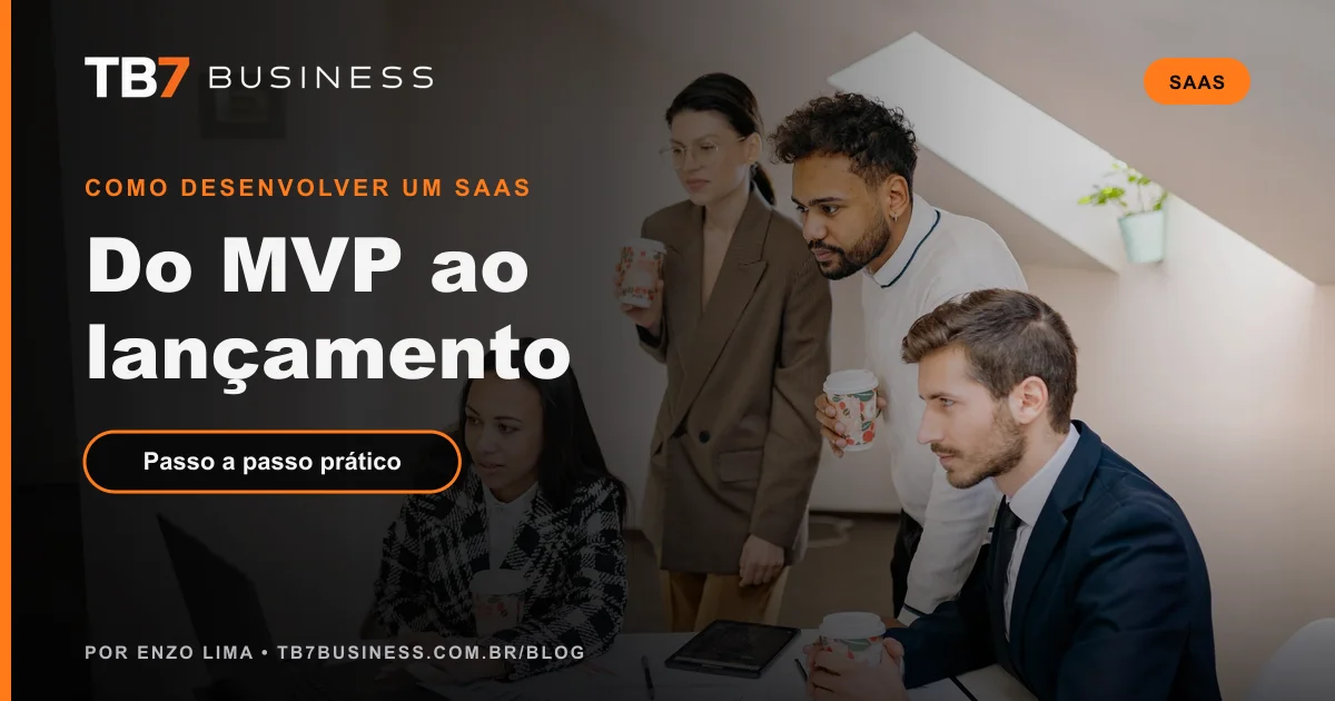 Equipe de produto trabalhando junta no desenvolvimento de um SaaS