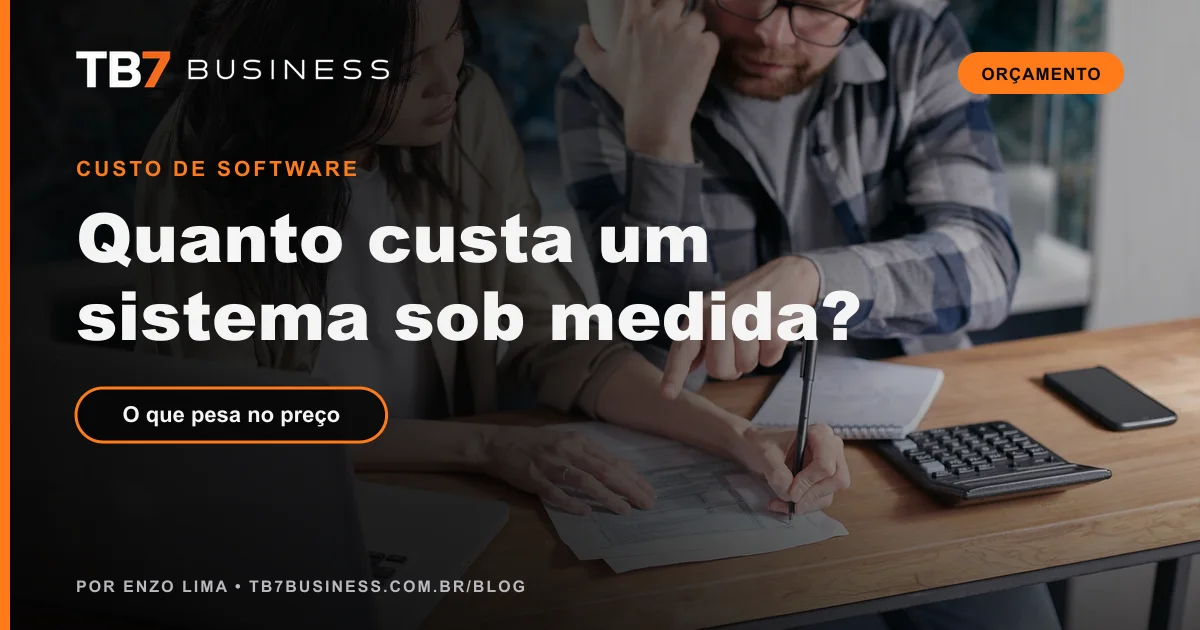 Duas pessoas analisando custos e prazos de um projeto de software